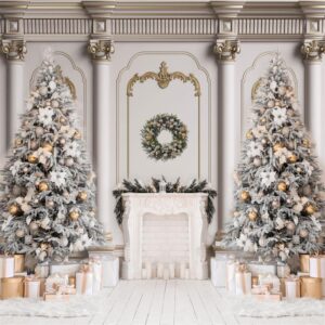 kate 10×10ft (3×3m) christmas tree photo backdrop xmas palace classic indoor white fireplace gifts decoration photography background for christmas new year photographer studio props