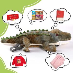 YOHAKI Crocodile Plush Backpack for Kids, 19inch Cute Shoulder Bag with Adjustable Straps and Zipper, Soft Stuffed Animal Plush Backpack, Large Capacity Crocodile Figure Bags Gifts for Boys and Girls