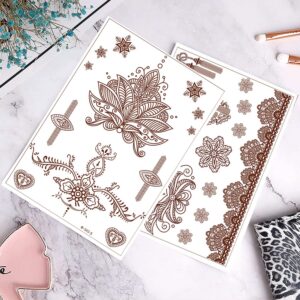 Henna Tattoos, Henna Temporary Tattoos Brown Waterproof Tattoo stickers for Women Wedding Party Festivals, & Parties Decoration Suppliers 6Sheets…