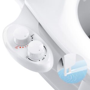 bidet attachment for toilet warm water, non-electric bidet toilet attachment, warm water bidet with self-cleaning dual nozzle and adjustable water pressure for sanitary and feminine wash
