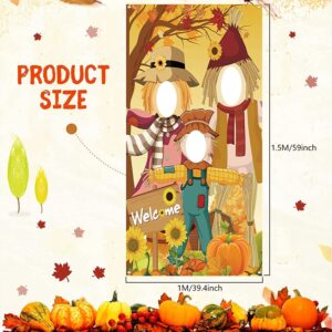 Thanksgiving Photography Backdrop Fall Thanksgiving Pumpkin Scarecrow Photo Background Autumn Harvest Decoration Children's Family Party Supplies with 6 m Rope (39in x 59in)