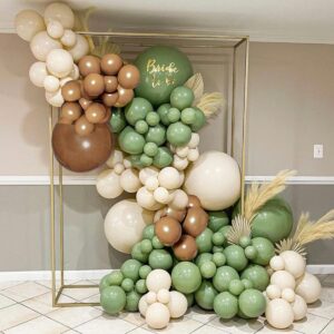 Sage Green Tan Balloon Arch Kit - 134Pcs Retro Olive Green Brown and Nude Neutral Latex Balloons Garland for Baby Shower Gender Reveal Jungle Safari Woodland Theme Birthday Party Decorations Supplies