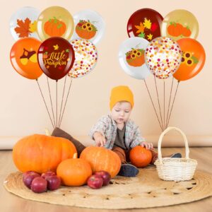 45 Pcs Little Pumpkin Balloons,Thanksgiving Party Balloon Autumn Fall Themed Balloons for Thanksgiving Outdoor Indoor Decoration Baby Shower Kids Birthday Wedding Party Favor Supplies,12 Inches