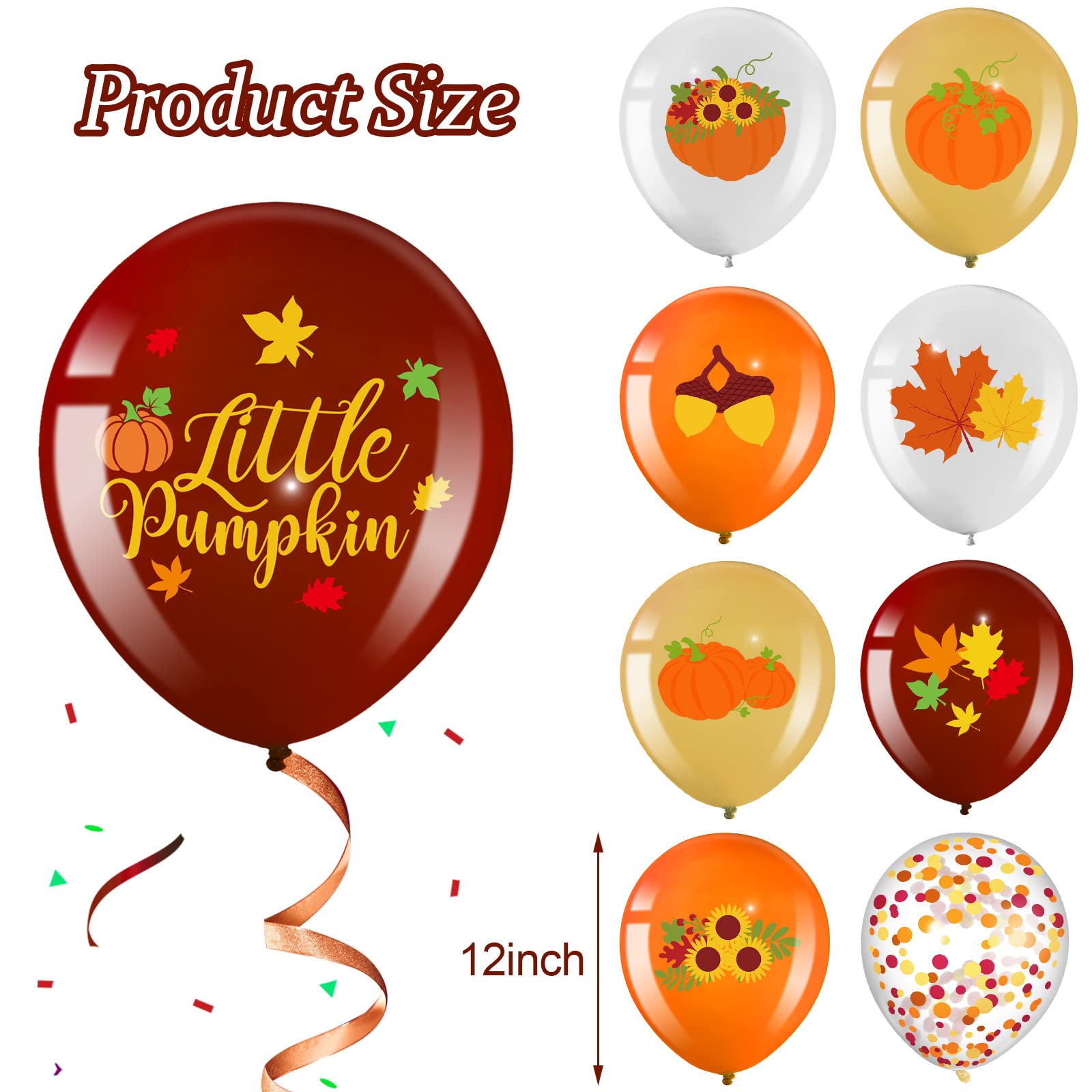 45 Pcs Little Pumpkin Balloons,Thanksgiving Party Balloon Autumn Fall Themed Balloons for Thanksgiving Outdoor Indoor Decoration Baby Shower Kids Birthday Wedding Party Favor Supplies,12 Inches
