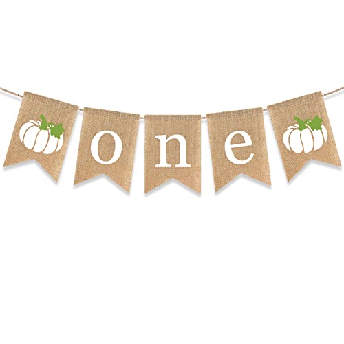 Gankbite White Pumpkin One Banner Fall 1st Birthday Decoration Cake Smash Photo Prop Little Pumpkin Autumn Party Supplies