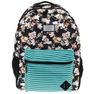 hooey recess 25 liter multipurpose backpack rain cover hat strap laptop sleeve hydro pockets (black/white/teal)
