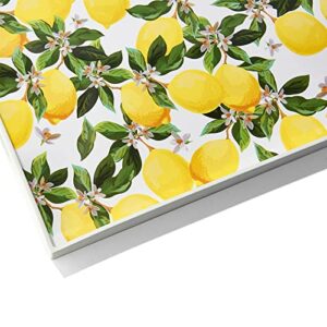 American Atelier Set of 2 Lemons and Blossoms Rectangular Serving Tray with Handles- Indoor & Outdoor Platter for Home Entertaining, Cocktail Hour, Snacks, Barware, Perfume (Large 19x14, Small 18x12)