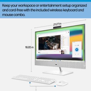 HP Pavilion All-in-One PC, 12th Gen Intel Core i7-12700T, 16 GB RAM, 256 GB SSD, Full HD IPS Touchscreen, Windows 11 Home, 4K Graphics, Wireless Mouse & Keyboard, 5 MP Pop-Up Camera (27-CA1180, 2022)