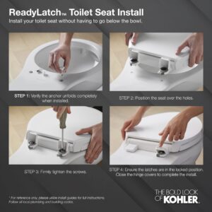 KOHLER 4713-RL-0 French Curve ReadyLatch Quiet-Close Elongated Toilet Seat, Soft Close Toilet Seat, Toilet Seats for Elongated Toilets, White