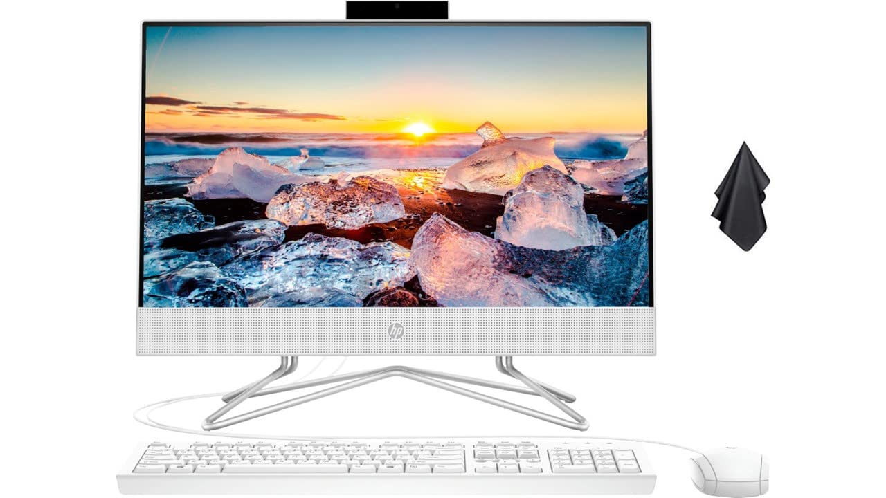 HP 2022 All-in-One Desktop, 21.5" Diagonal FHD (1920 x 1080) Display, Intel Duel Core Celeron J4025 Processor, Webcam, WiFi-AC, Bluetooth, HDMI, White, Windows 11 (16GB RAM | 512GB SSD)