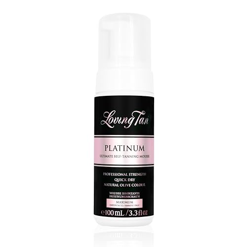 Loving Tan Platinum Mousse, Dark - Streak Free, Natural Looking, Professional Strength Sunless Tanner - 5+ Self Tan Applications per Bottle, Cruelty Free, Naturally Derived DHA - 3.3 Fl Oz