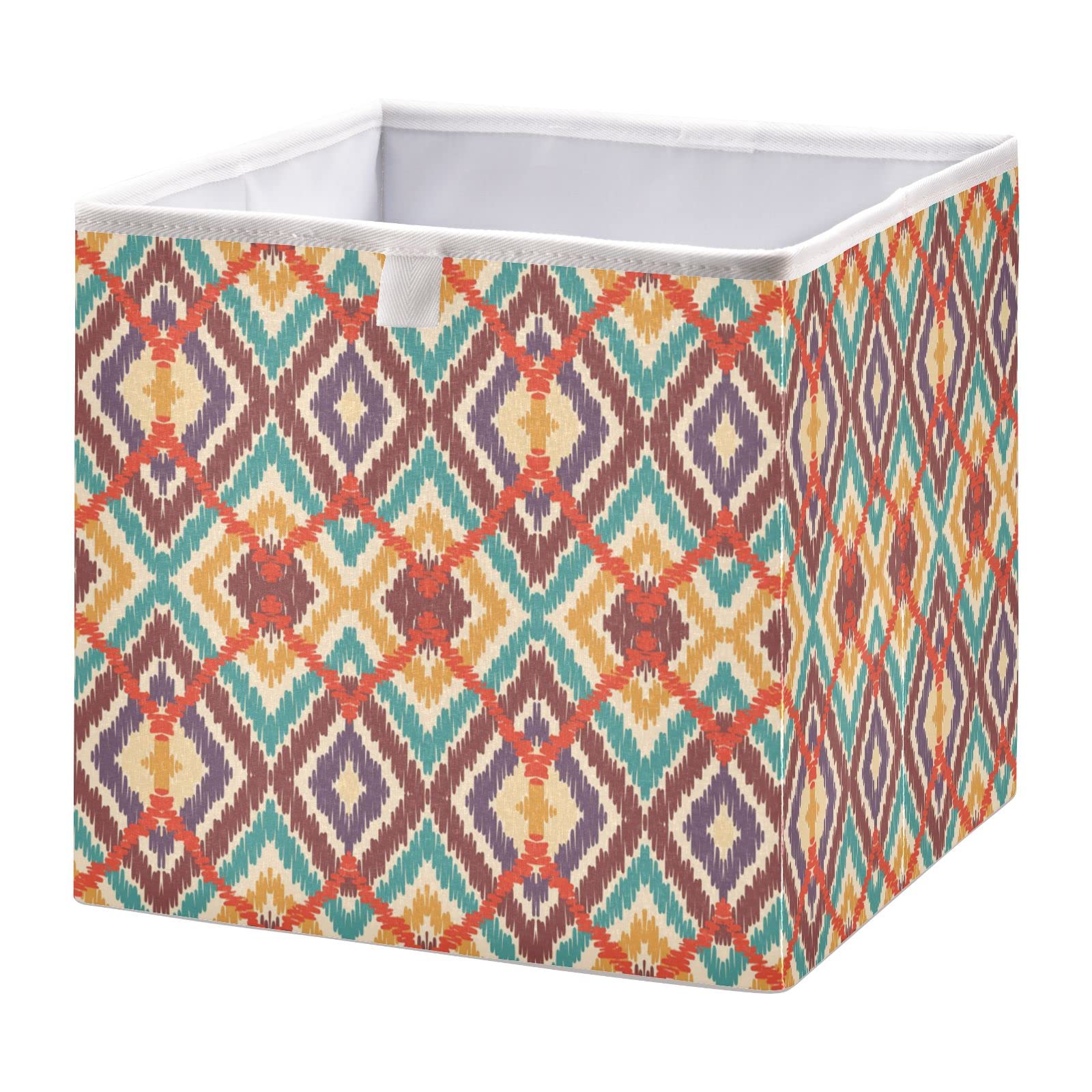 ALAZA Collapsible Storage Cubes Organizer,Indian Zig Zag Chevron Storage Containers Closet Shelf Organizer with Handles for Home Office