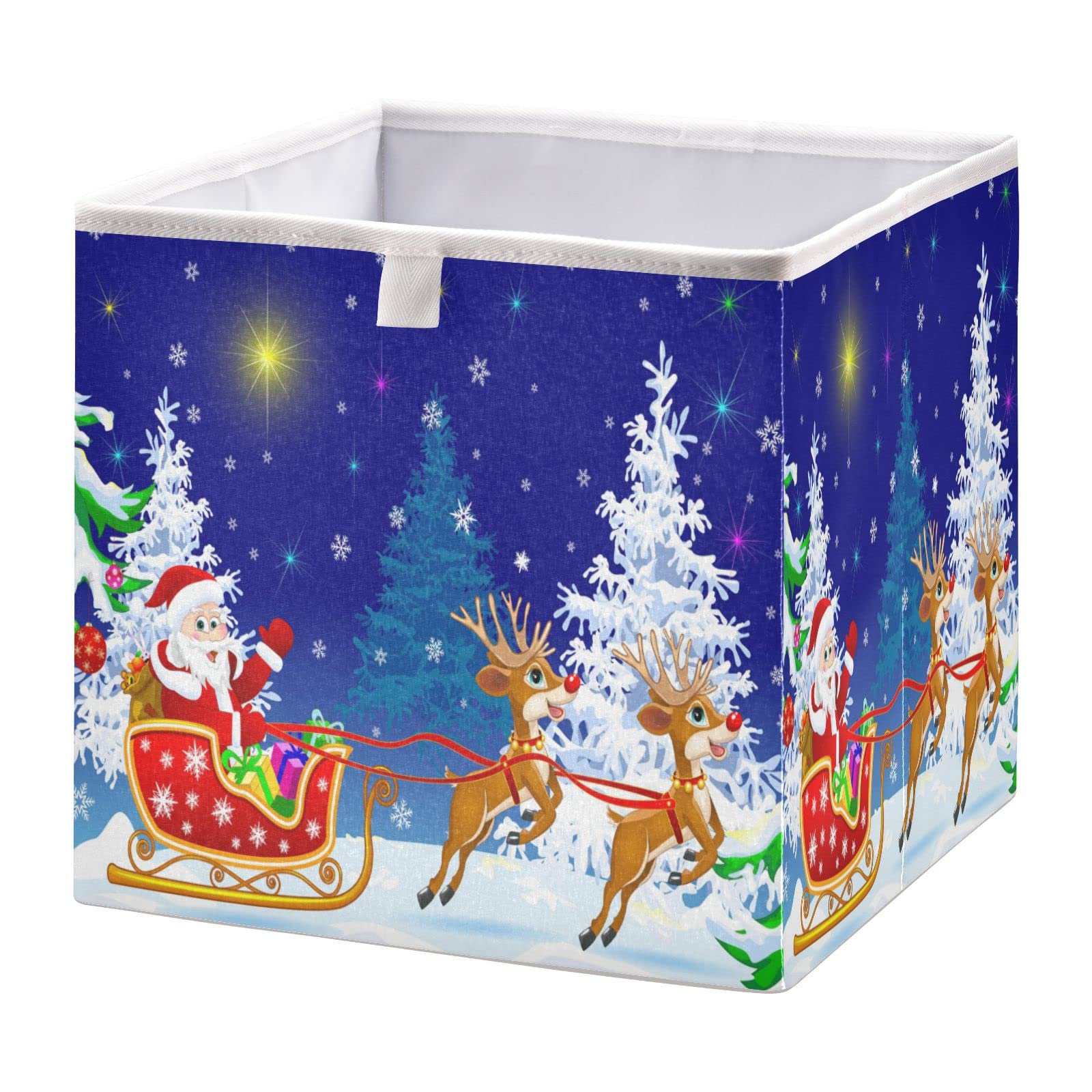 ALAZA Foldable Storage Bins, Christmas Santa Claus Deer Winter Forest Storage Boxes Decorative Basket for Bedroom Nursery Closet Toys Books