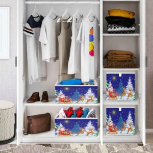 ALAZA Foldable Storage Bins, Christmas Santa Claus Deer Winter Forest Storage Boxes Decorative Basket for Bedroom Nursery Closet Toys Books