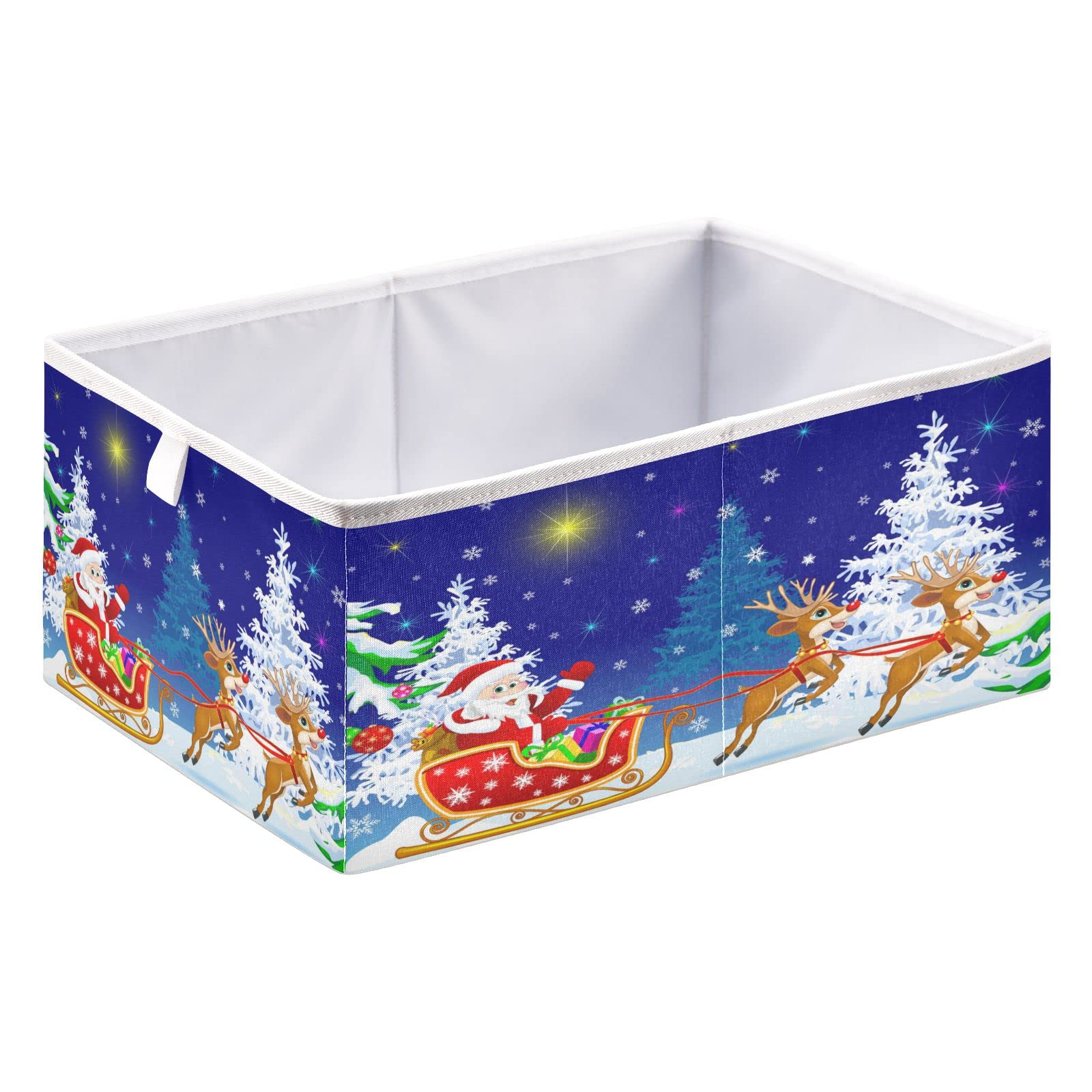 ALAZA Foldable Storage Bins, Christmas Santa Claus Deer Winter Forest Storage Boxes Decorative Basket for Bedroom Nursery Closet Toys Books