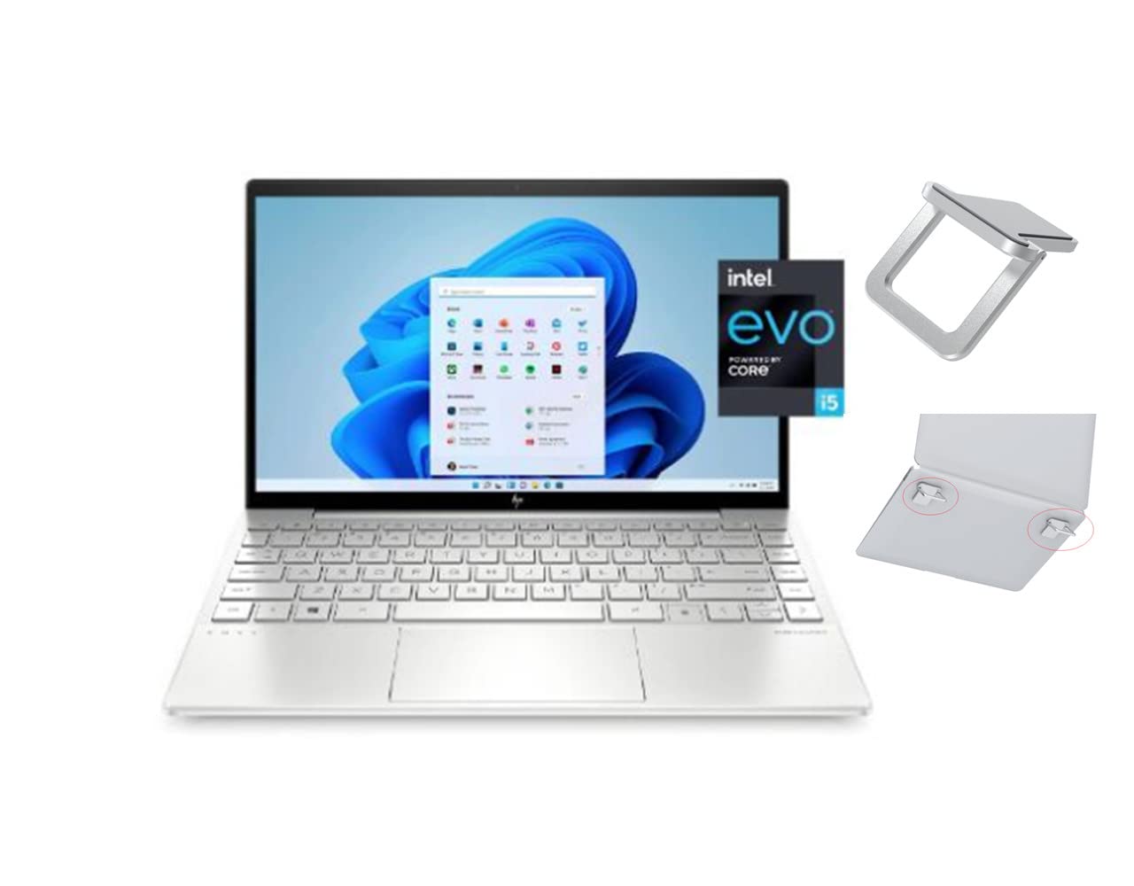 HP Envy 13.3" FHD IPS Premium Laptop | 11th Generation Intel Core i5-1135G7（ Beat i7-10510U） | Backlit Keyboard | Fingerprint | Windows 10 | with Laptop Stand Bundle (Silver, 8GB RAM | 512GB SSD)
