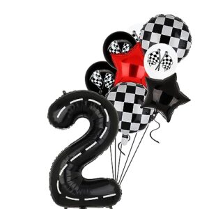 race car balloons 40 inch racetrack number balloon 2 black baby shower boys two fast birthday race car theme party decor supplies mylar checkered flag latex balloon 10 pcs