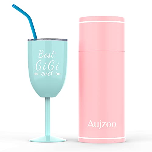 Gigi Gifts for Grandma Mimi Gifts-Gigi Gifts for Mothers Day Christmas-Soon to Be Grandma Gifts New Grandma Gifts Worlds Best Grandma Best Gigi Ever Stainless Steel Wine Glasses (10oz Light Blue)