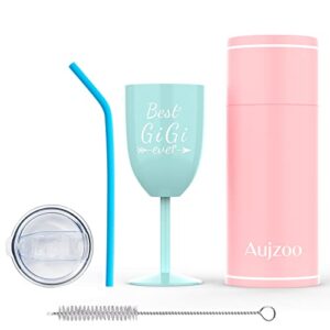 Gigi Gifts for Grandma Mimi Gifts-Gigi Gifts for Mothers Day Christmas-Soon to Be Grandma Gifts New Grandma Gifts Worlds Best Grandma Best Gigi Ever Stainless Steel Wine Glasses (10oz Light Blue)