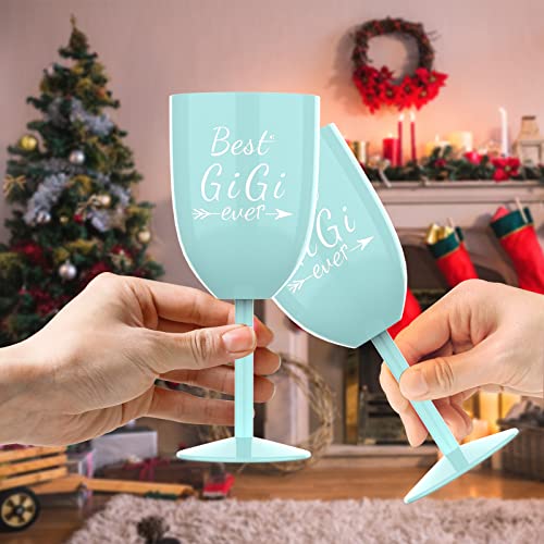 Gigi Gifts for Grandma Mimi Gifts-Gigi Gifts for Mothers Day Christmas-Soon to Be Grandma Gifts New Grandma Gifts Worlds Best Grandma Best Gigi Ever Stainless Steel Wine Glasses (10oz Light Blue)