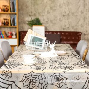 ibohr 3 Pack Halloween Disposable Tablecloth Large Size Spider Web Vinyl Waterproof Rectangle Halloween Plastic Tablecloth for Halloween Table Decoration, Home Party Decor, 54 x 108 inch