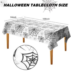 ibohr 3 Pack Halloween Disposable Tablecloth Large Size Spider Web Vinyl Waterproof Rectangle Halloween Plastic Tablecloth for Halloween Table Decoration, Home Party Decor, 54 x 108 inch