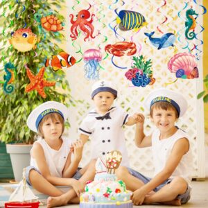 30 Pcs Tropical Fish Hanging Swirls Under the Sea Party Decorations Ceiling Decor for Boys Girls Kids Ocean Themed Party Mermaid Creatures Baby Beach Party Supplies Under the Sea Decor (Mixed Style)