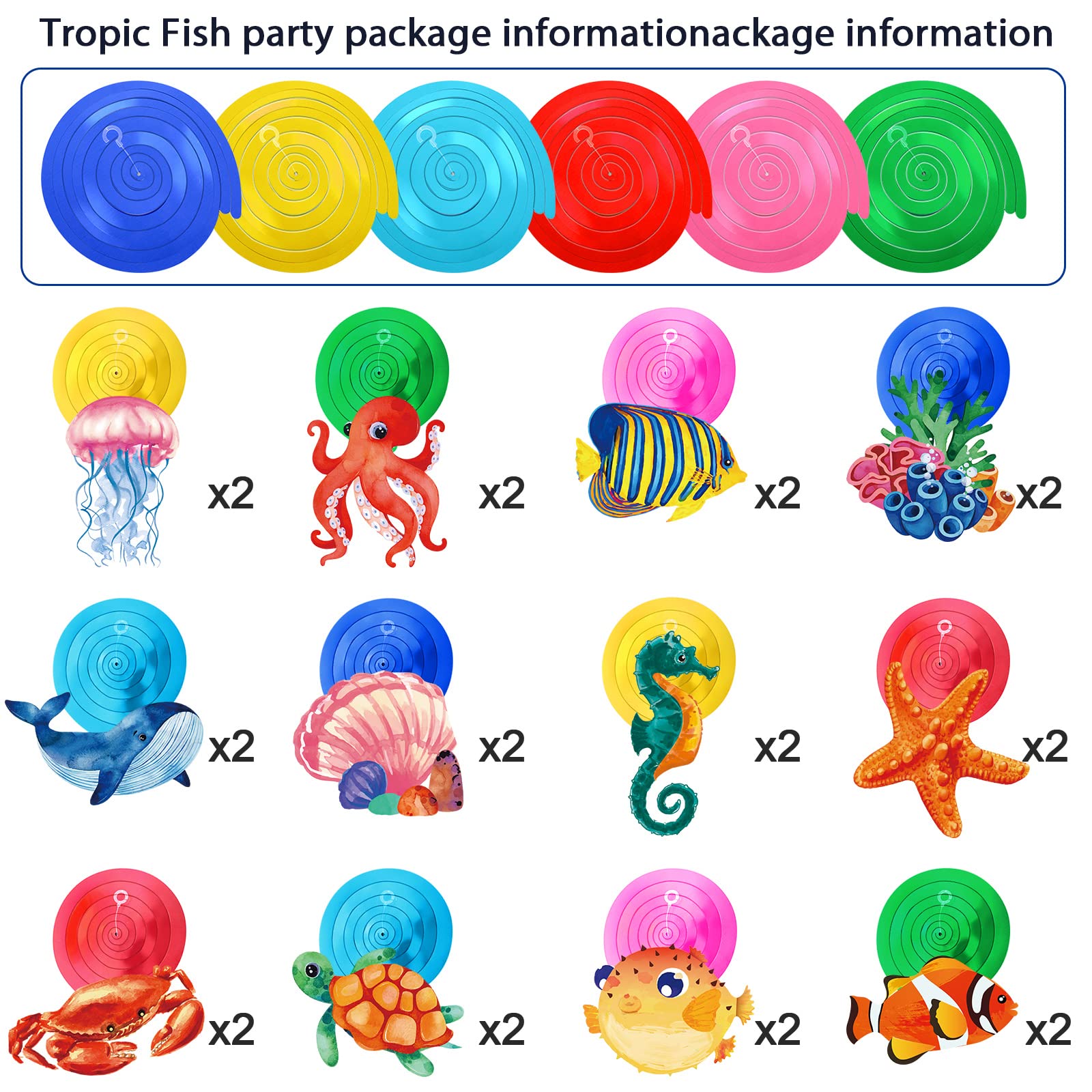 30 Pcs Tropical Fish Hanging Swirls Under the Sea Party Decorations Ceiling Decor for Boys Girls Kids Ocean Themed Party Mermaid Creatures Baby Beach Party Supplies Under the Sea Decor (Mixed Style)