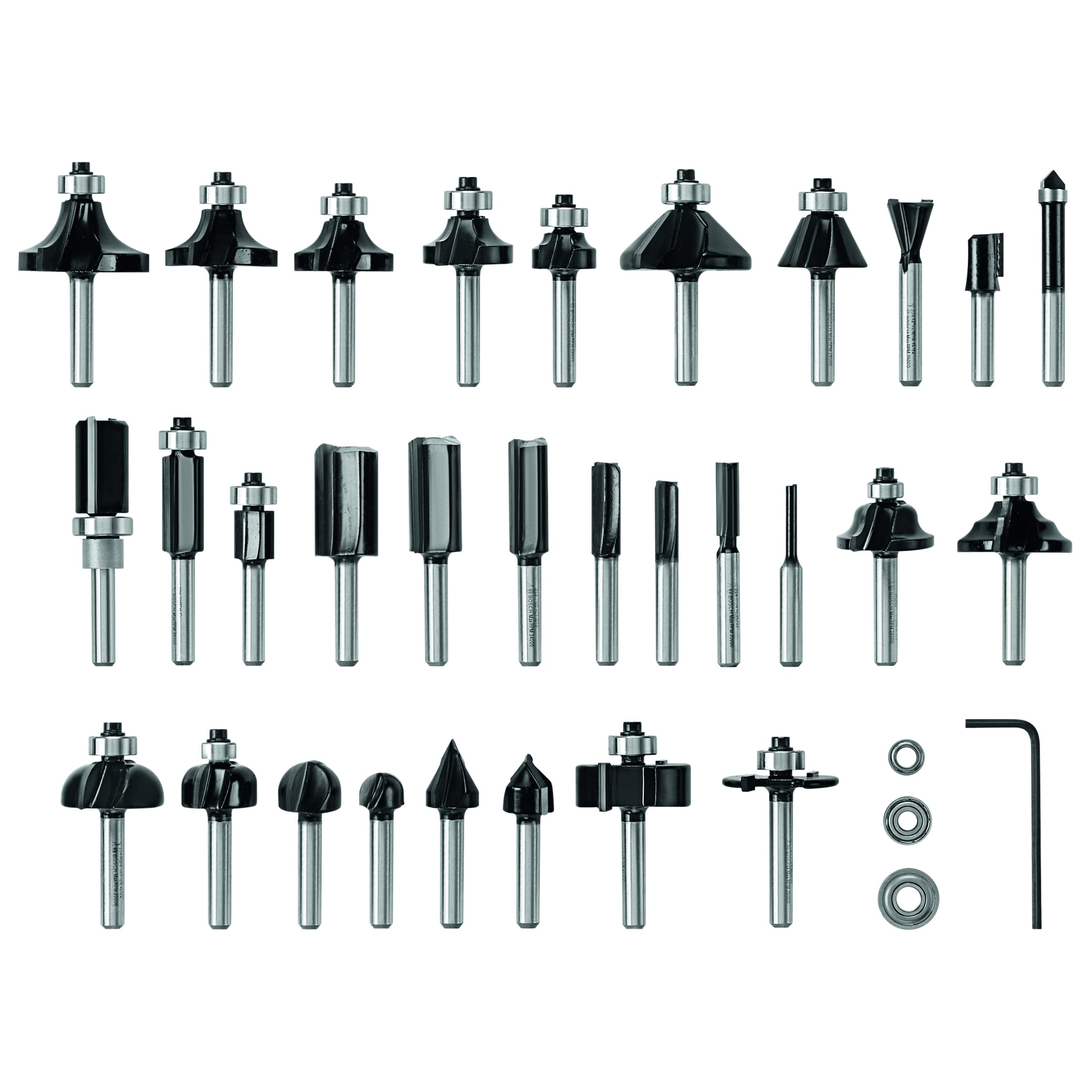 BOSCH RBS030MBS 30-Piece (Universally Compatible Accessory) Carbide-Tipped Wood Router Bit Assorted Set