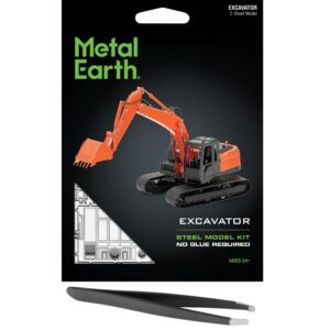 Metal Earth Fascinations Excavator 3D Metal Model Kit Bundle with Tweezers