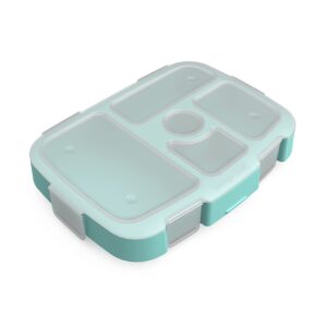bentgo® kids tray with transparent cover - reusable, bpa-free, 5-compartment meal prep container with built-in portion control for healthy, at-home meals & on-the-go lunches (seafoam)