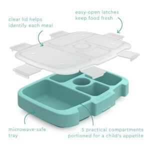 Bentgo® Kids Tray with Transparent Cover - Reusable, BPA-Free, 5-Compartment Meal Prep Container with Built-In Portion Control for Healthy, At-Home Meals & On-the-Go Lunches (Seafoam)