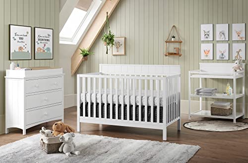 Oxford Baby Logan 4-in-1 Convertible Crib, Snow White, GreenGuard Gold Certified