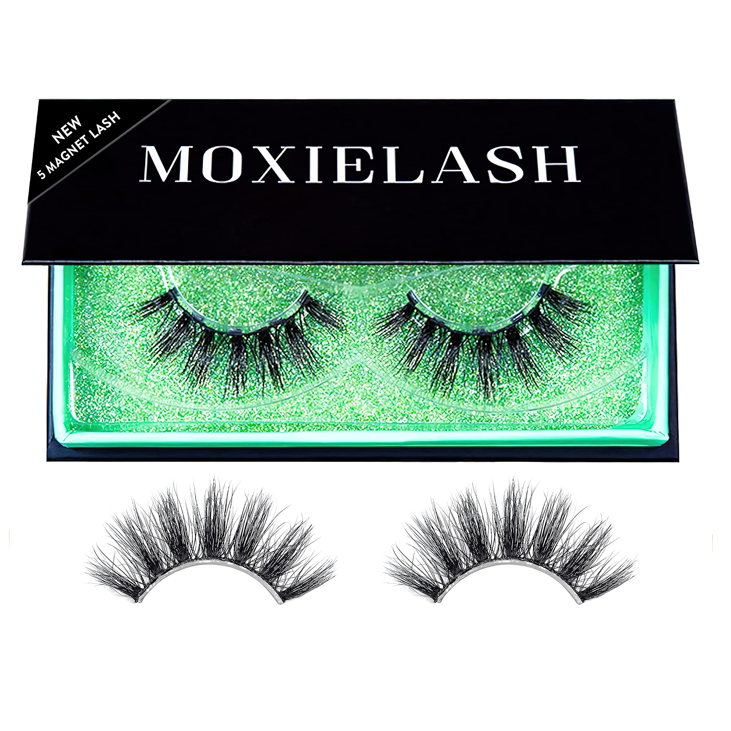 MoxieLash Magnetic Eyelashes - Classy and Money Reusable Magnetic Lashes, No Glue or Alcohol, Full Glam Volume