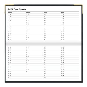 Letts Roma Monthly Planner, Slim Size, 13 Months, January 2023 to January 2024, Month-to-View, Horizontal, Gold Corners, 6.625" x 3.25", Black (C13SBK-23)