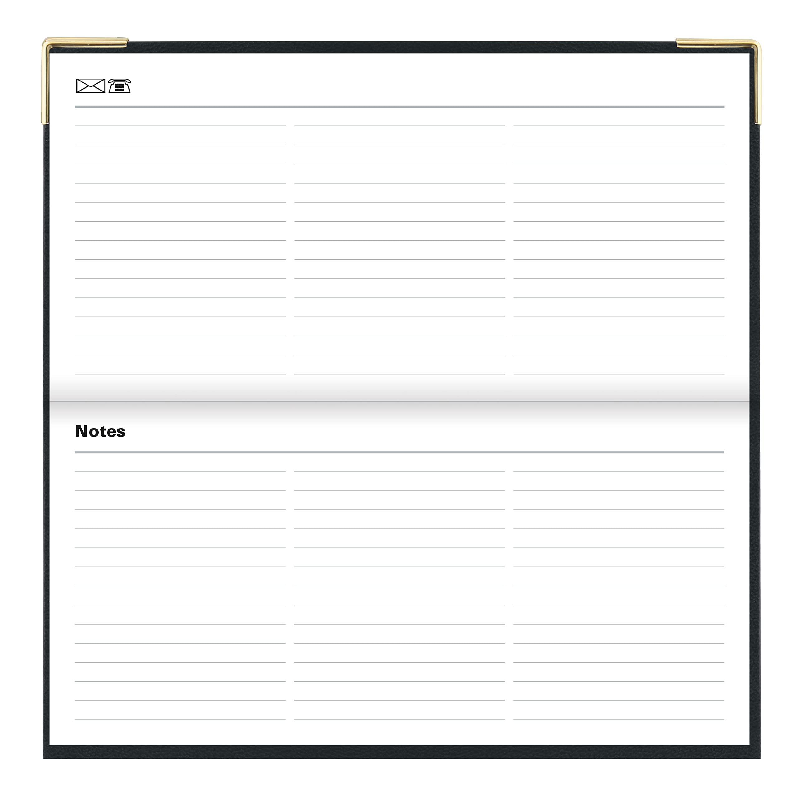 Letts Roma Monthly Planner, Slim Size, 13 Months, January 2023 to January 2024, Month-to-View, Horizontal, Gold Corners, 6.625" x 3.25", Black (C13SBK-23)