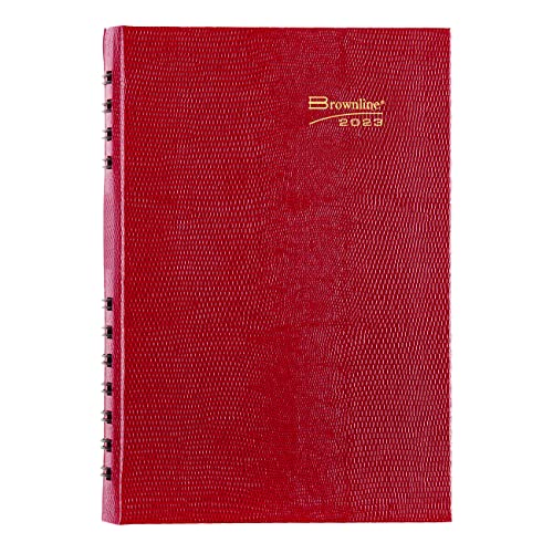 Brownline 2023 CoilPro Daily/Monthly Planner, Appointment Book, 12 Months, January to December, Twin-Wire Binding, 8" x 5", Bright Red (CB634C.RED-23)