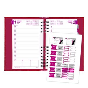 Brownline 2023 CoilPro Daily/Monthly Planner, Appointment Book, 12 Months, January to December, Twin-Wire Binding, 8" x 5", Bright Red (CB634C.RED-23)