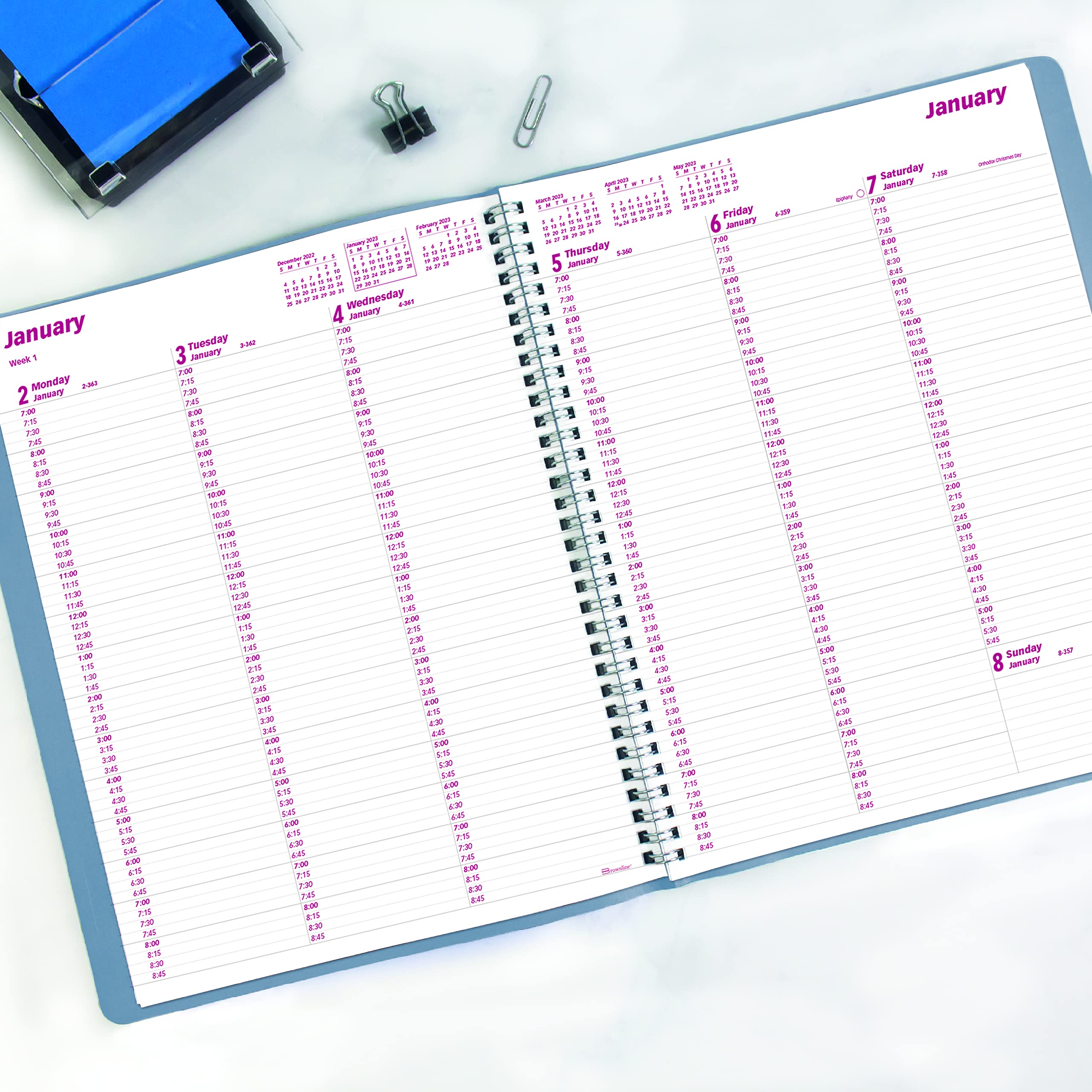Brownline 2023 Essential Weekly Planner, Appointment Book, 12 Months, January to December, Twin-Wire Binding, 11" x 8.5", Mountain Blue (CB950G.03-23)