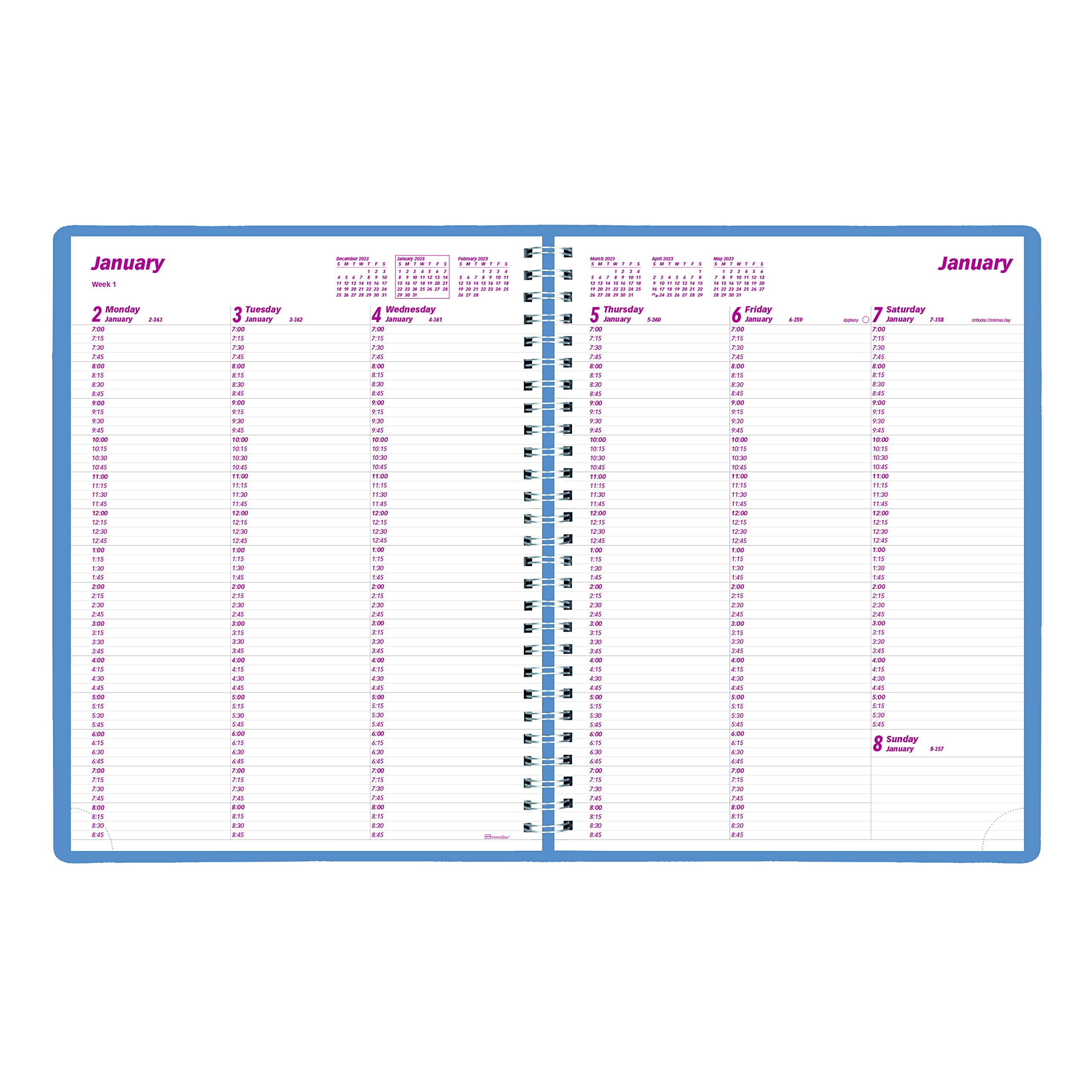 Brownline 2023 Essential Weekly Planner, Appointment Book, 12 Months, January to December, Twin-Wire Binding, 11" x 8.5", Mountain Blue (CB950G.03-23)