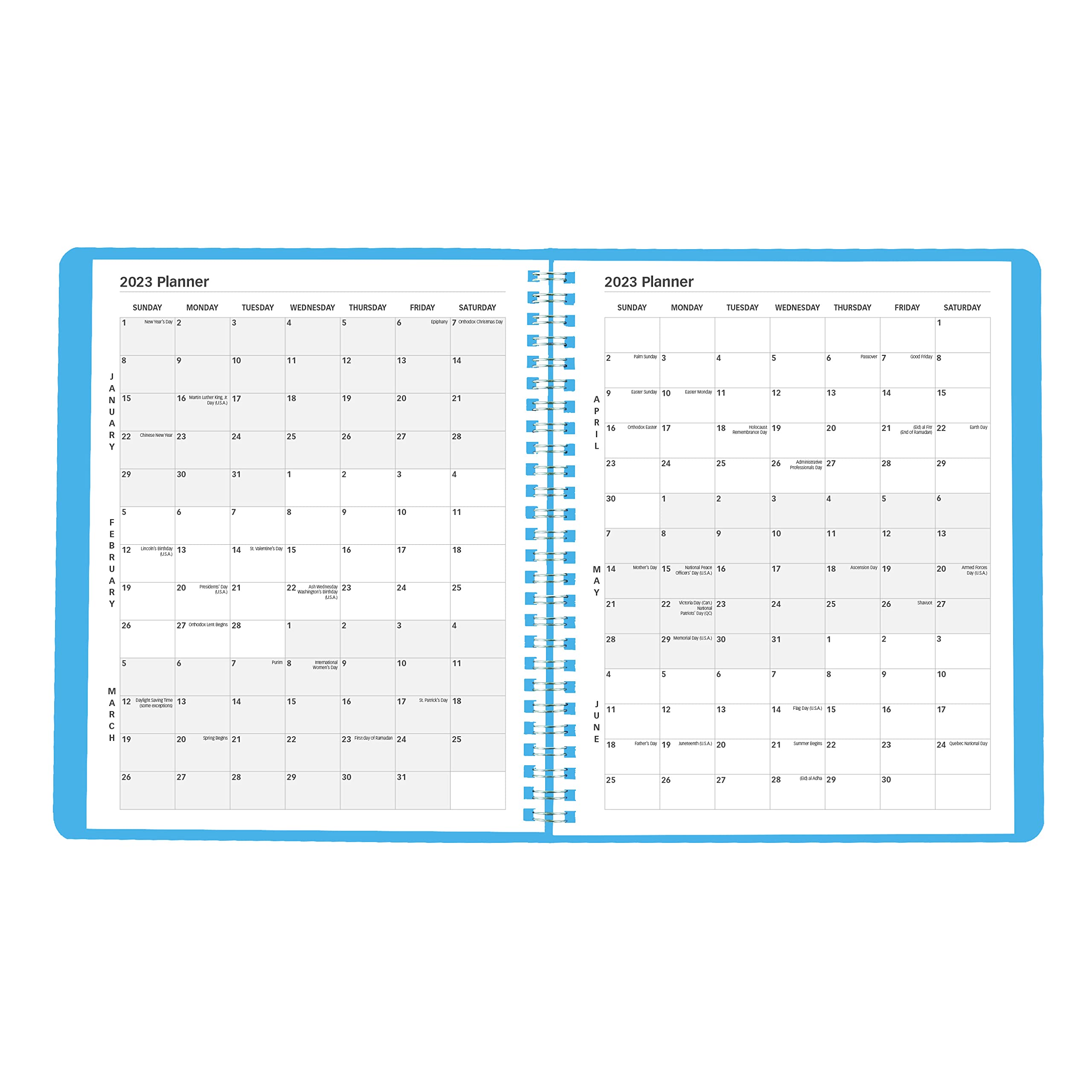 Brownline 2023 Essential Monthly Planner, 14 Months, December 2022 to January 2024, Twin-Wire Binding, 8.875" x 7.125", Mountain Blue (CB1200G.04-23)