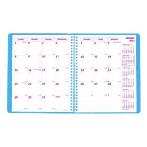 Brownline 2023 Essential Monthly Planner, 14 Months, December 2022 to January 2024, Twin-Wire Binding, 8.875" x 7.125", Mountain Blue (CB1200G.04-23)