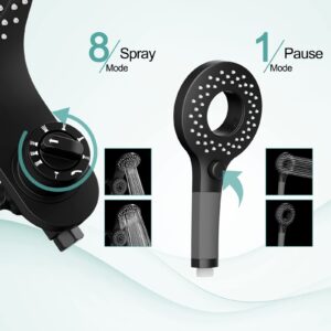 SR SUN RISE Magnetic Shower Faucet with Handheld Sprayer 2-in-1 Dual Shower Head with 8-Spray Hand Held Shower Wand and ON/OFF Switch for Saving Water 1.8 GPM Shower Combo, Matte Black