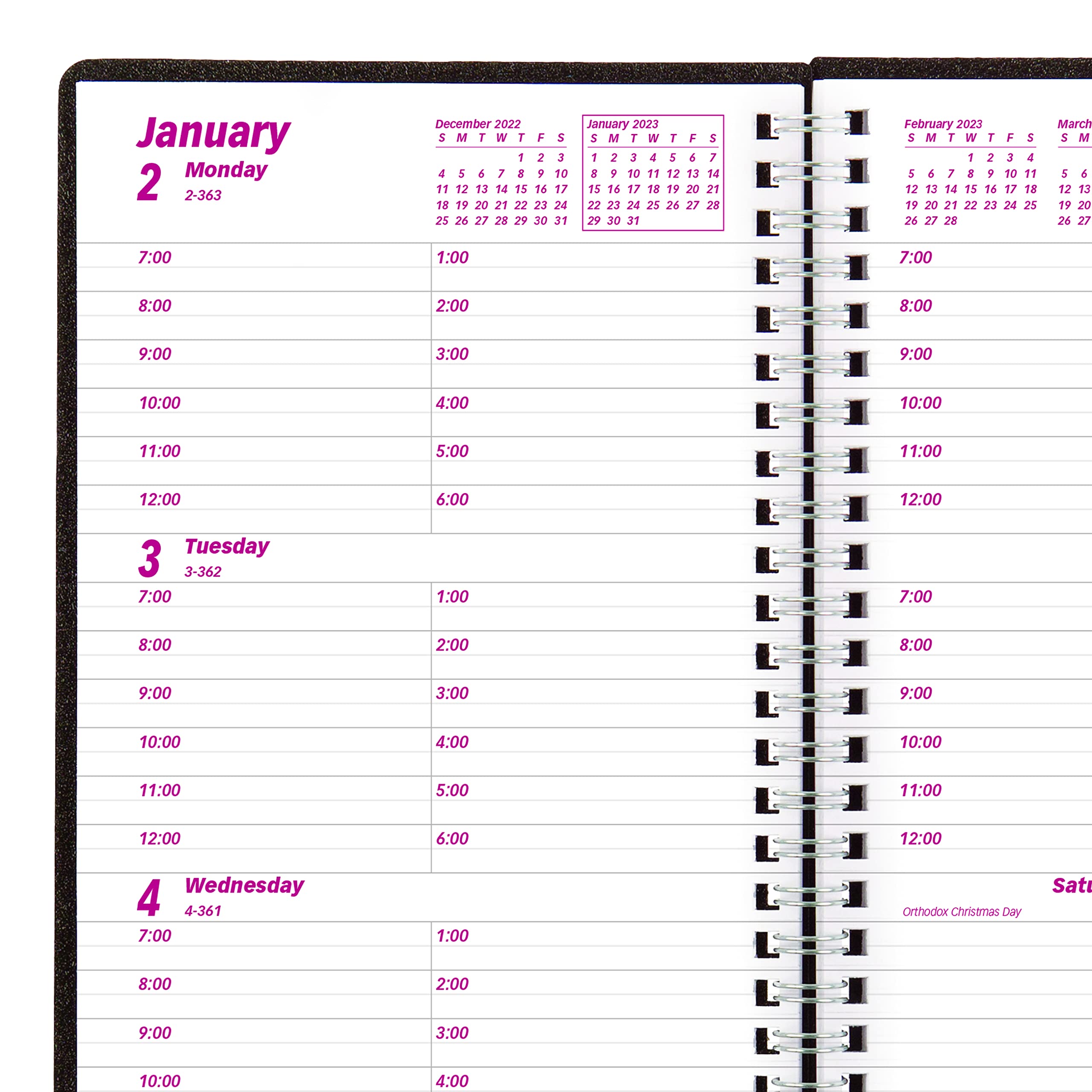 Brownline 2023 DuraFlex Weekly Planner, Appointment Book, 12 Months, January to December, Twin-Wire Binding, 8" x 5", Black (CB75V.BLK-23)