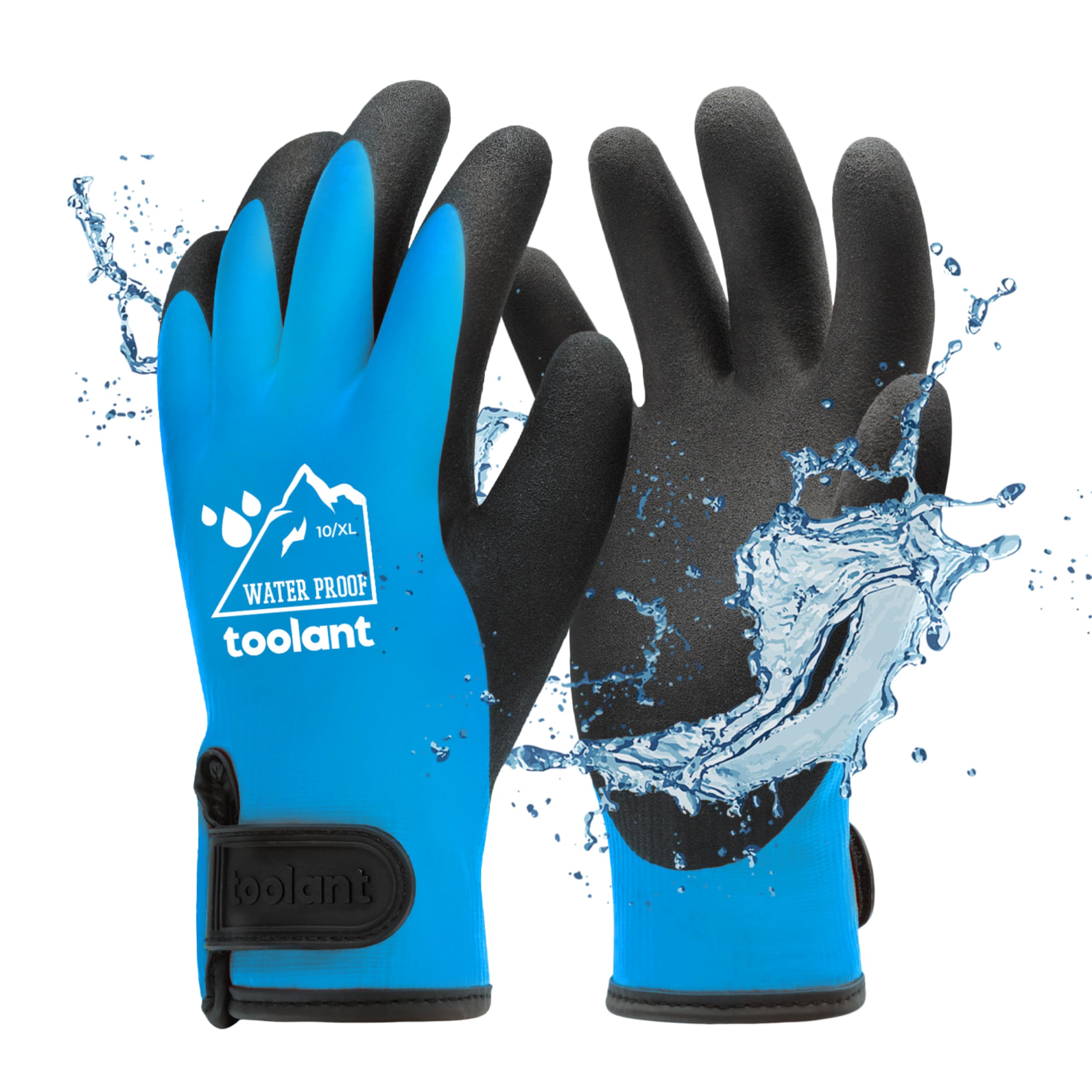 100% Waterproof Gloves for Men and Women, Winter Work Gloves for Cold Weather, Touchsreen, Thermal Insulated Freezer Gloves, With Grip, Blue, Large