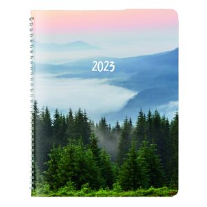 brownline 2023 essential monthly planner, 14 months, december 2022 to january 2024, twin-wire binding, 8.875" x 7.125", mountain green (cb1200g.03-23)