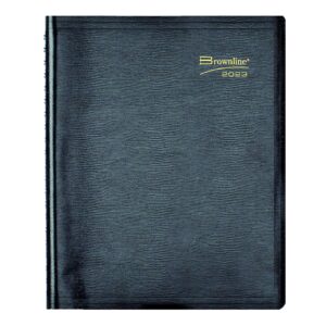 brownline 2023 essential daily planner, appointment book, 12 months, january to december, twin-wire binding, 11" x 8.5", black (cb965.blk-23)