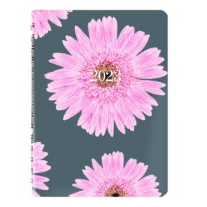 brownline 2023 pink essential daily/monthly planner, appointment book, 12 months, january to december, twin-wire binding, 8" x 5", pink daisy (cb634g.05-23)