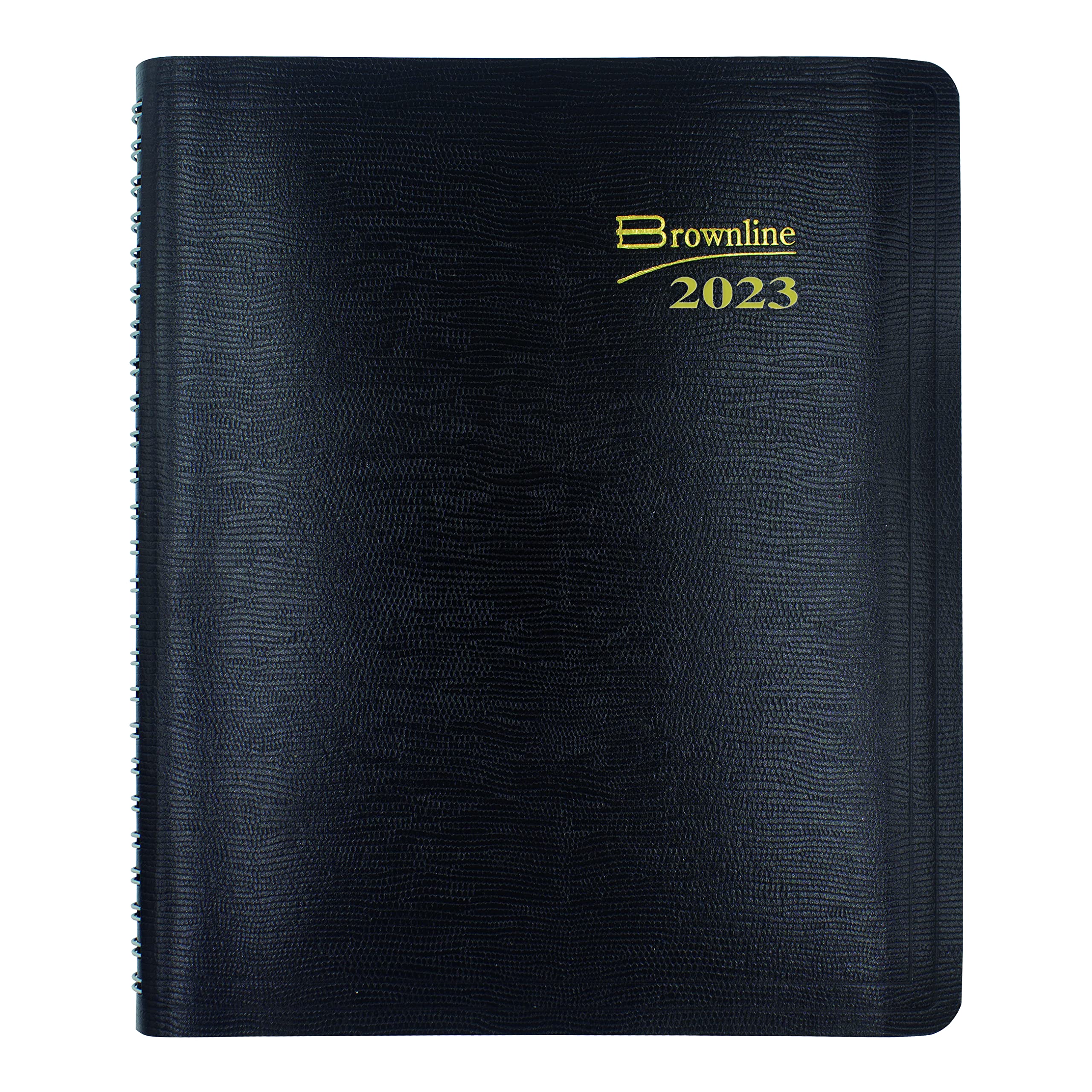 Brownline 2023 Essential Weekly/Monthly Planner, 12 Months, January to December, Twin-Wire Binding, 8.5" x 6.75", Black (CB850.BLK-23)