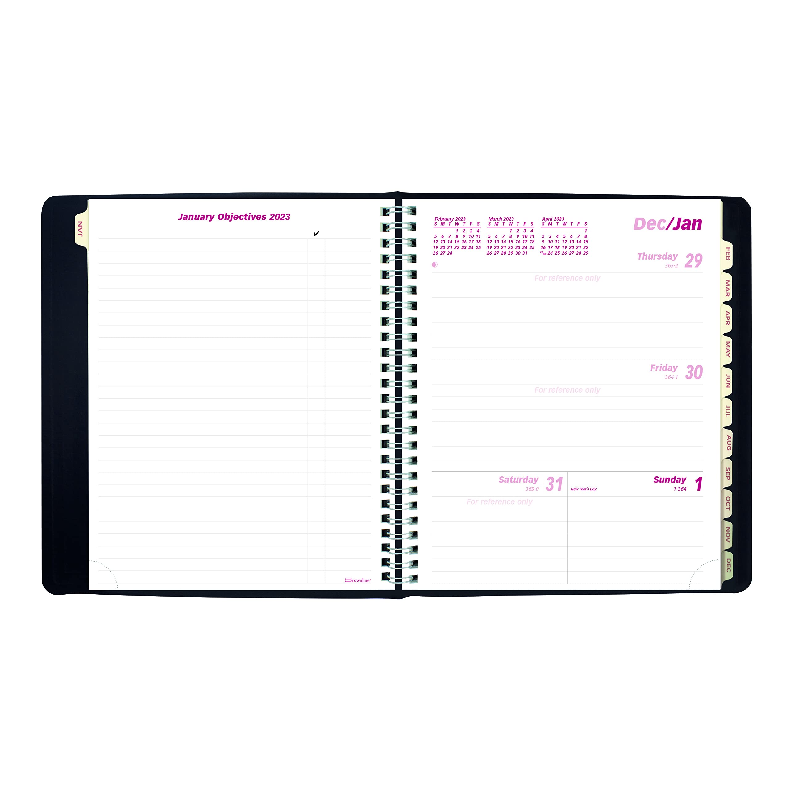 Brownline 2023 Essential Weekly/Monthly Planner, 12 Months, January to December, Twin-Wire Binding, 8.5" x 6.75", Black (CB850.BLK-23)